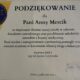 Zdjęcie przedstawia podziękowanie dla Pani Anny Mercik od ZSO nr 4 Gliwicach